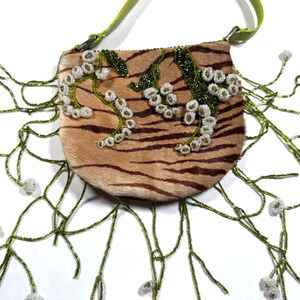 Vintage Valentino Garavani S/S 2000 Hand Beaded Tan Pony Hair Bag RARE